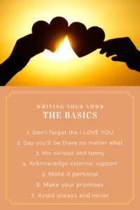 Writing your vows - basics